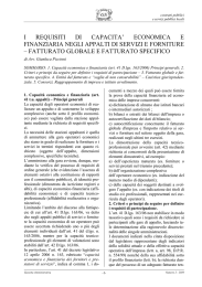 I REQUISITI DI CAPACITA` ECONOMICA E FINANZIARIA NEGLI