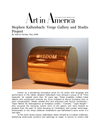 Stephen Kaltenbach: Verge Gallery and Studio Project