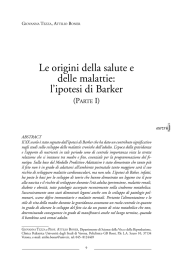 Le origini della salute e delle malattie: l`ipotesi di Barker