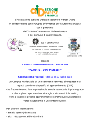 “CAMPUS…. COSÌ T`IMPARI!” Castelveccana (Varese) – dal 13 al
