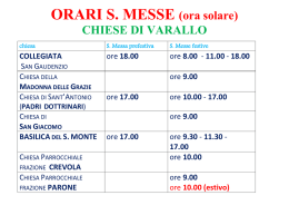 Orario delle Sante Messe