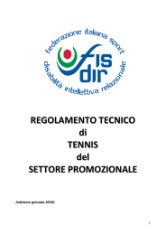 Regolamento Tennis – Settore Promozionale