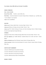 Curriculum vitae della dott.ssa Carmen Criscitiello