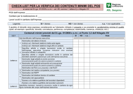 CHECK-LIST PER LA VERIFICA DEI CONTENUTI MINIMI DEL POS
