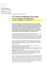 L`8° premio architettura Alto Adige verrà assegnato il 4 dicembre!