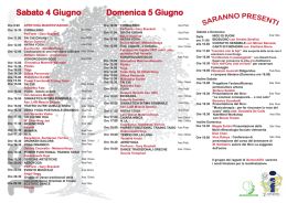 Sabato 4 Giugno Domenica 5 Giugno