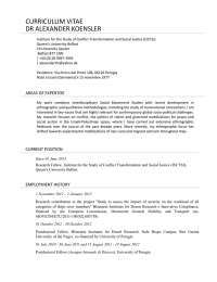 CURRICULUM VITAE DR ALEXANDER KOENSLER