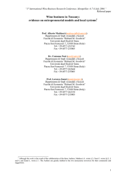 Wine business in Tuscany: evidence on entrepreneurial models and
