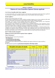 Diploma di Liceo Scientifico Opzione Scienze applicate Discipline