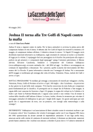 Joshua II torna alla Tre Golfi di Napoli contro la mafia