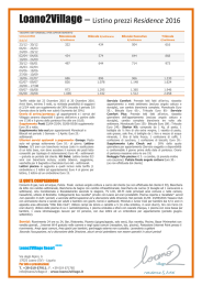 Listino prezzi Residence 2016