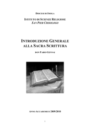 Introduzione generale alla Sacra Scrittura 2009/2010