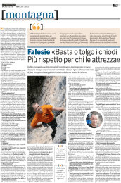 Falesie «Basta o tolgo i chiodi Più rispetto per chi le attrezza»