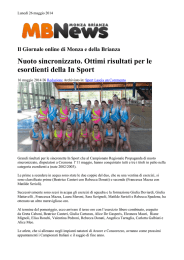 Nuoto sincronizzato. Ottimi risultati per le esordienti della In Sport