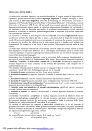 TIPOLOGIA LINGUISTICA Lo studio della variazione