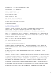 curriculum vitae di claudia maria curzi aggiornato al 13 aprile 2015