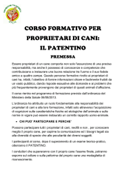 CORSO FORMATIVO PER PROPRIETARI DI CANI: IL PATENTINO