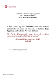 Il dott. Marco Sparro (CONSIP) terrà una lezione nell