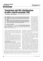 Transizione agli IAS: distribuzione di utili e riserve