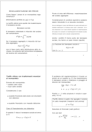 REGOLAMENTAZIONE DEI PREZZI Come fissare i prezzi di un