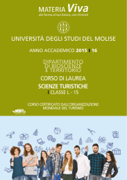CORSO DI LAuREA SCIENZE TURISTICHE uNIvERSITà DEgLI