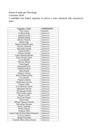 Esami di stato per Psicologo I sessione 2016 I candidati che hanno