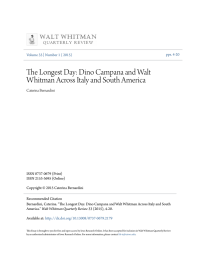 Dino Campana and Walt Whitman Across Italy and South America