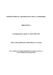 Volumi disponibili per scambi - Soprintendenza per i Beni