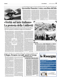 «Verità sul latte italiano» La protesta della Coldiretti