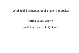 Le abitudini alimentari degli studenti in bovisa Autore:Laura Scapini