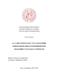 LA CARE NEONATALE: UNA MAGGIORE FORMAZIONE DEGLI