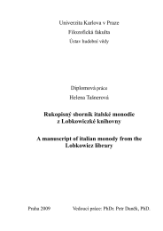 Rukopisný sborník italské monodie z Lobkowiczké knihovny A