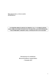 Ulteriori orientamenti in merito alla valorizzazione degli