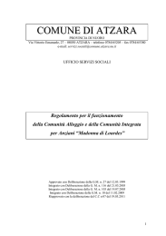 Regolamento comunita` alloggio