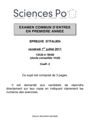 EXAMEN COMMUN D`ENTREE EN PREMIERE ANNEE EPREUVE