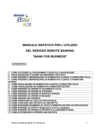 manuale sintetico per l`utilizzo del servizio remote banking “bank for