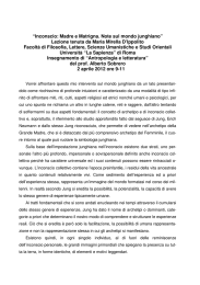 “Inconscio: Madre e Matrigna. Note sul mondo junghiano” Lezione