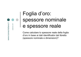 Foglia d`oro: g spessore nominale p e spessore reale p