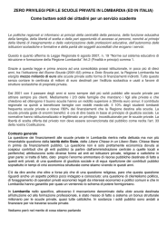 ZERO PRIVILEGI PER LE SCUOLE PRIVATE IN LOMBARDIA (ED
