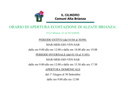 orari apertura ecostaz. - Comune di Alzate Brianza