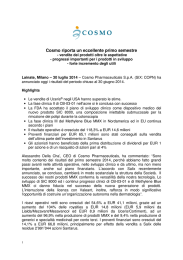 Cosmo riporta un eccellente primo semestre