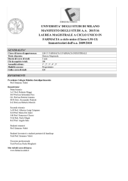 UNIVERSITA` DEGLI STUDI DI MILANO MANIFESTO DEGLI STUDI
