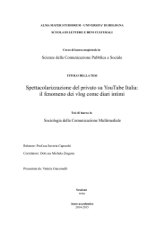 Spettacolarizzazione del privato su YouTube Italia