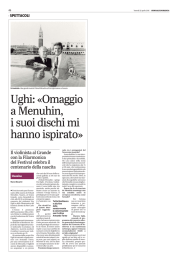 Ughi: «Omaggio a Menuhin, i suoi dischi mi hanno ispirato»