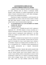 L`AUTOTRASPORTO DI MERCI IN ITALIA DA PARTE DI IMPRESE