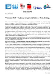 4 febbraio 2015 – L`azienda rompe la trattativa in Dexia Crediop.