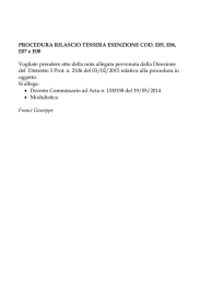 PROCEDURA RILASCIO TESSERA ESENZIONE COD. E05, E06