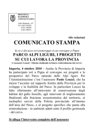 COMUNICATO STAMPA - Provincia di Imperia