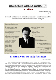 La Lettura La vita in versi che volle farsi muta