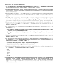 ESERCIZI SULLE LEGGI DEI GAS PERFETTI 1. Un tubo riempito